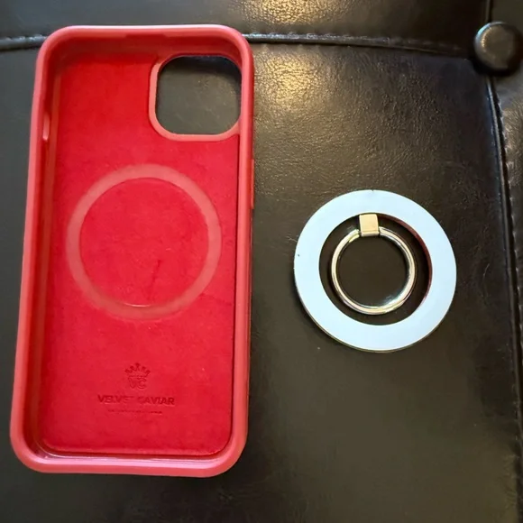 Velvet Caviar Red and Pink Checkered Phone Case with Ring Holder. Fits iPhone 13 - Picture 4 of 6